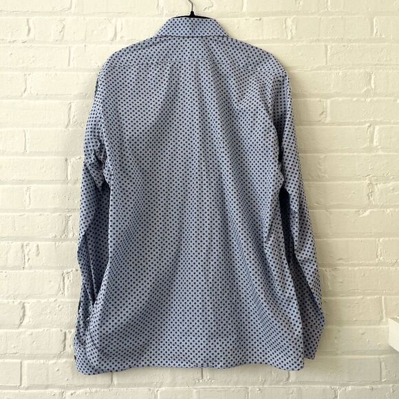 Ike Behar Blue Floral Print Button-Up Shirt 100% Cotton Made in USA - Picture 5 of 8